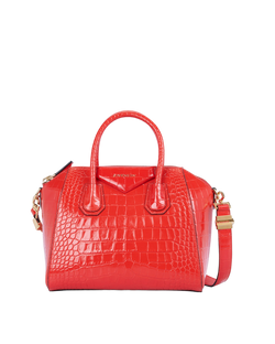 Small Antigona Croc Embossed, Leather, Red, MPB1109, S, 3*